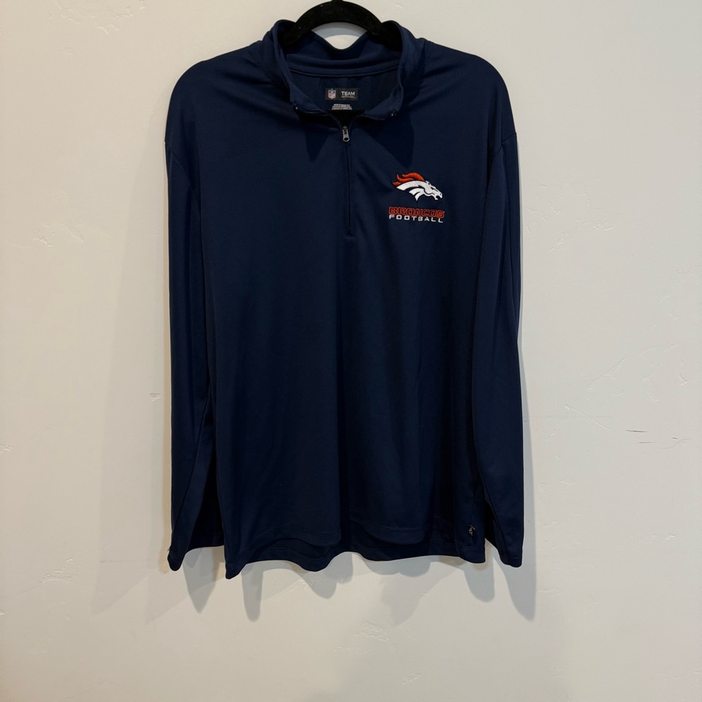NFL Denver Broncos Football Navy Quarter Zip Pullover Men’s Size XL Team Apparel